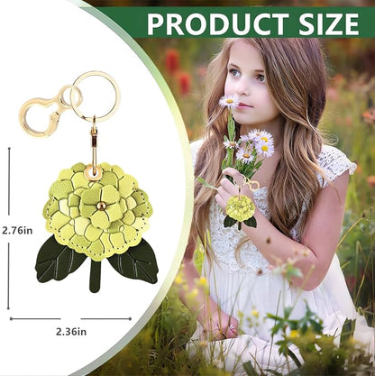 BORKUANA Leather Keychain Holder Case Compatible with AirTag,Cute Protective Cover with Keyring