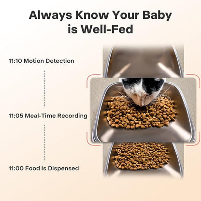 Automatic Cat Feeder with Camera - 5G WiFi Cat Food Dispenser with Night Vision, 7L Dog Feeder Automatic, 1-15 Meals, 1-99 Portions, 2-Way Audio, Jam Free, 10s Voice Recording, Timed Auto Pet Feeder
