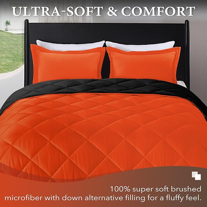downluxe Twin Comforter Set - Flame and Black Twin Comforter, Soft Bedding Sets for All Seasons -2 Pieces - 1 Comforter (66"x92") and 1 Pillow Sham(20"x26")