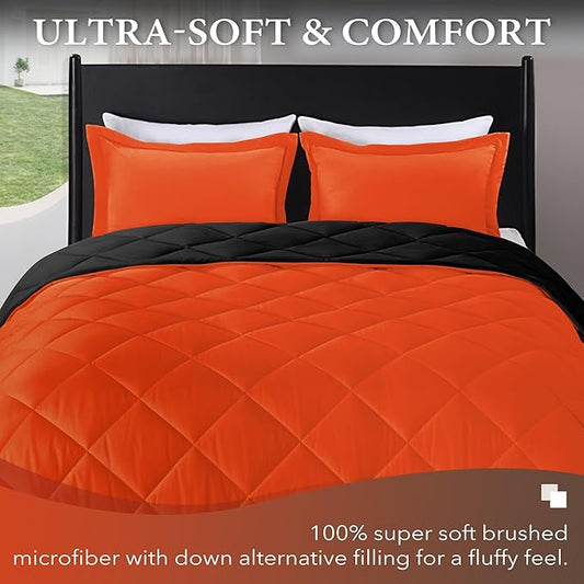 downluxe Queen Comforter Set - Flame and Black Queen Comforter, Soft Bedding Sets for All Seasons -2 Pieces - 1 Comforter (88"x92") and 1 Pillow Sham(20"x26")