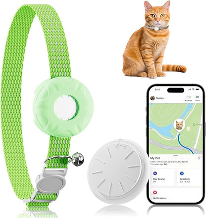 GPS Tracker for Cats - No Monthly Fee Cat Tracker, Waterproof Real-Time Tracking Collar for Pets, Kids,Luggage & Assets | 367-Day Battery Life | iOS Compatible | Anti-Lost Tracker Device (Green)