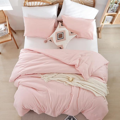 weigelia Blush Pink Comforter Set Twin Boho Pink Twin Comforter with 1 Pillowcases - Soft Lightweight Cozy Bedding Set for All Season - Beige Comforter Twin Size for Women Teens Kids