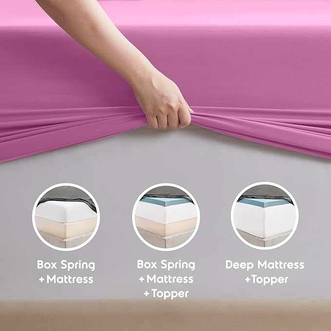 Nestl Short Queen Sheet Set - 1800 Ultra-Soft Microfiber - Double Brushed - Deep Pockets - Easy Fit - 4 Piece Set - Bed Sheets (Short Queen, Light Pink)