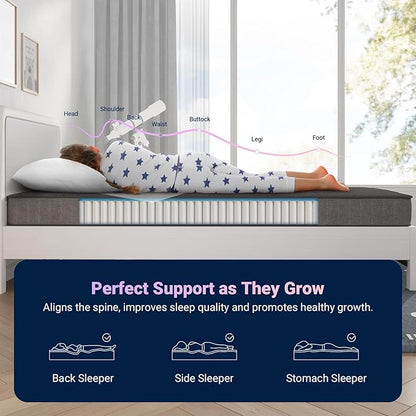 Avenco Twin Mattress, 8 Inch Twin Size Mattress in a Box, Medium Firm Hybrid Mattresses with Smarts™ Coil and Gel Memory Foam for Cool Night Sleep & Pressure Relief, CertiPUR-US Certified