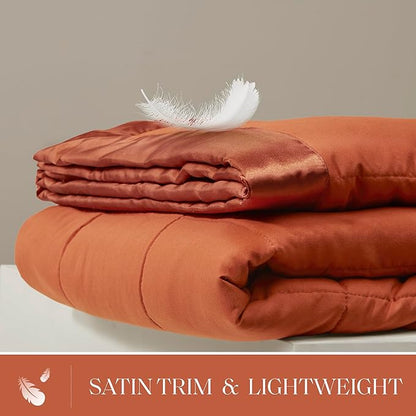 Madison Park King Blanket Quilted Microfiber, Satin Binding, 3M Scotchgard Moisture Wicking Treatment, Soft and Lightweight Summer Blanket for Couch, Windom, King, Orange