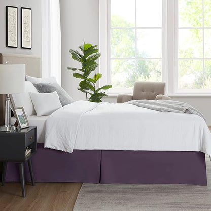 Nestl Dark Purple Bed Skirt Cal King Size - Cal King Bed Skirt 14 Inch Drop - Brushed Microfiber Bed Skirts - Hotel Quality Pleated Bed Skirt - Shrinkage & Fade Resistant