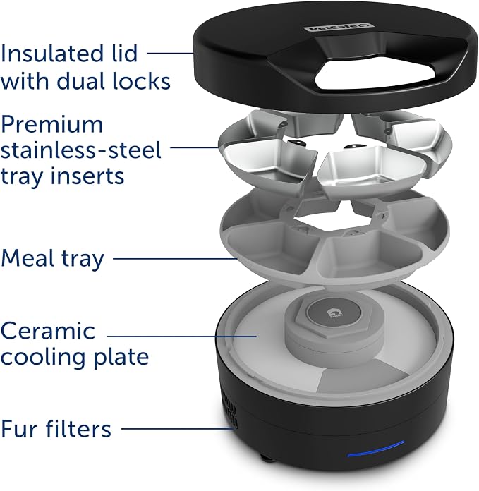 PetSafe FreshFeed Refrigerated Automatic Wet Food Feeder, 6 Meals, Black | 40F Dual Semiconductor Cooling, Keeps Wet Food Fresh, Automatic 6-Meal Rotating Tray, App-Controlled Scheduling