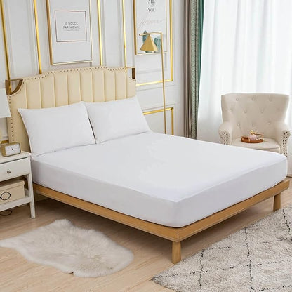 Cooling California King Mattress Protector Waterproof Ultra Soft Noiseless Smooth Jersey Top Fitted Cali Cal King Matressprotector Cover with Stretchy Pocket