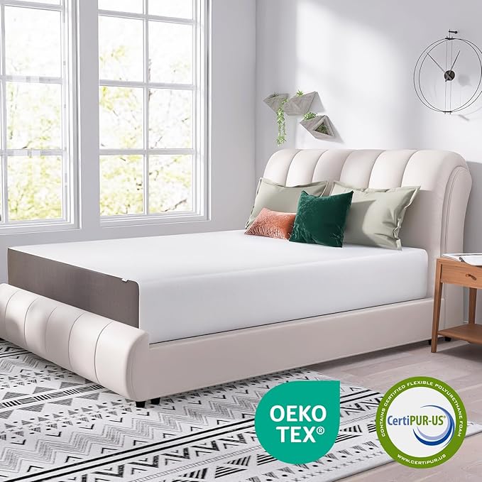 Amazon Basics Breathable Memory Foam Mattress, Medium Firm, 12 Inch, California King, White/Grey