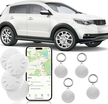 Tracker Tags-4 Pack, Item Tracker with Waterproof Case for Your Keys, Wallet etc, Luggage Tracker Works with Find My APP (iOS Only)