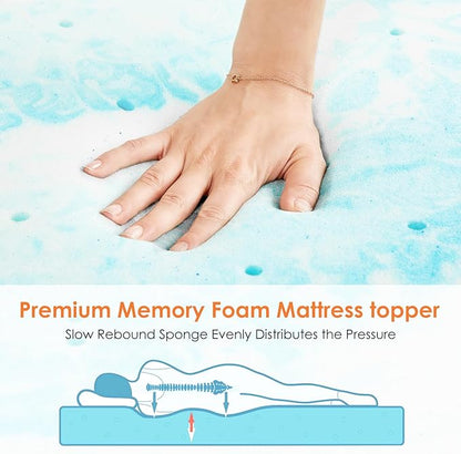 Sweetcrispy Memory Foam Mattress Topper King, 2 Inch Thick Gel Infused Cooling Toppers Pad for King Size Bed, Sleeper Sofa, RV, Camper, CertiPUR US Certified, Ventilated and Breathable
