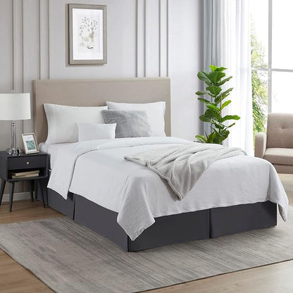 Nestl Dark Gray Bed Skirt Queen Size - 14 Inch Drop - Brushed Microfiber Hotel Quality Pleated Bed Skirt - Shrinkage & Fade Resistant