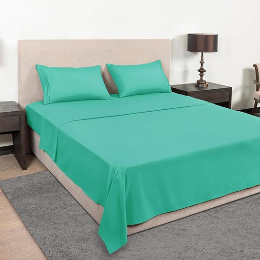 Mejoroom Full Size Sheet Set - Extra Soft Luxury Brushed Microfiber - 1800 Bedding Sheets with 16 Inch Deep Pocket - Breathable, Wrinkle, Fade & Stain Resistant - 4 Piece (Full, Mint)