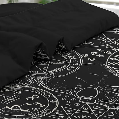 Comforter Set King Size, Pentagram Retro 7 Pcs Bedding for Kids and Adults, Halloween Vintage Bed Sheet Sets with Fitted Sheet 2 Pillowcases & 2 Shams for Bedroom Bed Decor