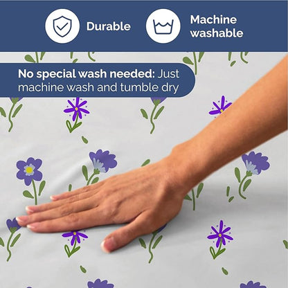 Floral Sheets - Purple Floral Bed Sheet Set - 1 Flat, 1 Fitted & 2 Pillowcases w/ Deep Pockets - Comfy, Wrinkle & Fade Free - Boho Botanical Bedding - Ultra-Soft, Breathable & Cooling - King Size Set