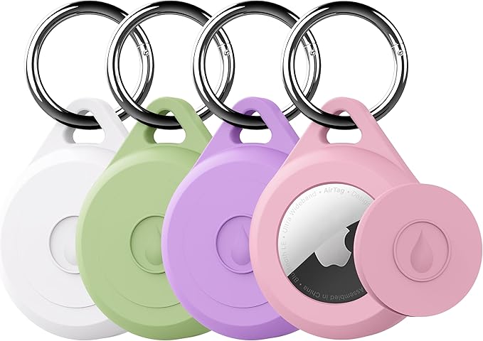 for Air tag Keychain Holder Case for Apple Air tag 1st & 2nd Generation, 4 Pack of IPX8 Waterproof, Fully Shockproof, Anti Scratch for Air tag Holder Case for Key, Kid, Bag, Luggage, Pets Collar