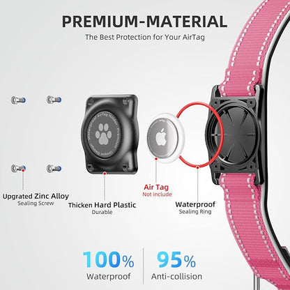 Upgrade Dog Collar with AirTag Holder, IP68 Waterproof, Watermelon red, S | Built-in Water Resistant AirTag holder, 1000D Nylon, Reflective Stitching for Night Visibility, Soft padding for Comfort