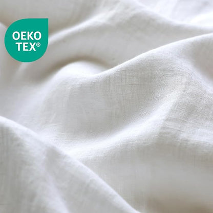 XZ XIFA White Linen Duvet Cover Twin, 100% Washed French Flax Linen Bedding Set with Zipper Closure, Cooling & Textured Bed Sets for Hot Sleepers(1 Duvet Cover, 1 Pillowcases)