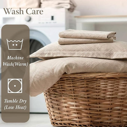 Threadmill Twin Sheets for Twin Mattress | 800 Thread Count Jacquard Celine Light Beige Sheets | 100% Cotton 3 Piece Bed Sheets | Extra Long Staple Cotton | Cotton Sheet with Elasticized Deep Pocket