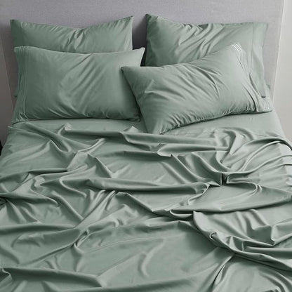Clara Clark Twin XL Sheets - Hotel Luxury 5 Piece Bed Sheets for Twin XL Size Bed - Soft Bedding Sheets & Pillowcases, Fits Mattress up to 16 inch deep. Twin XL, New Sage Green