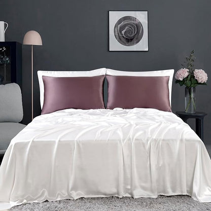 ZIMASILK 100% Pure Mulberry Silk Pillowcase for Hair and Skin Health,Soft and Smooth,Both Sides Premium Grade 6A Silk,600 Thread Count,with Hidden Zipper,1pc (Queen 20''x30'',Dark Mauve)