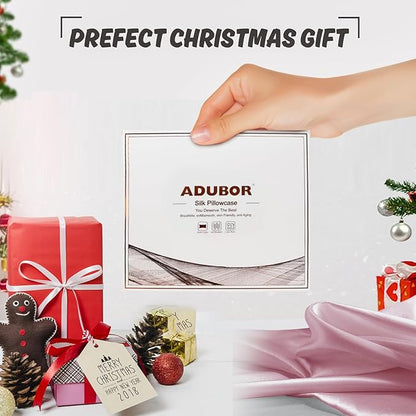 Adubor 100% Silk Pillowcase - Mulberry Silk Pillow Cases, 22 Momme 6A Grade Fibers, Silk Pillow Case for Hair and Skin Health, with Hidden Zipper (Standard 20''×26'', Medium Pink, 1PC)