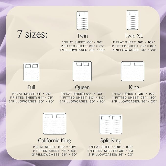 LuxClub 4 PC Queen Sheet Set, Breathable Luxury Bed Sheets, Deep Pockets 18" Wrinkle Free Cooling Sheets Machine Washable Hotel Bedding Silky Soft - Lavender Queen