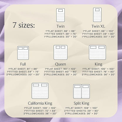 LuxClub 4 PC Queen Sheet Set, Breathable Luxury Bed Sheets, Deep Pockets 18" Wrinkle Free Cooling Sheets Machine Washable Hotel Bedding Silky Soft - Lavender Queen