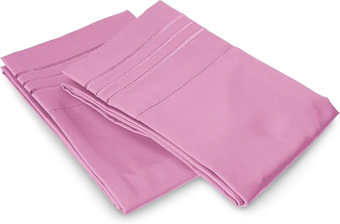 Elegant Comfort Luxury Ultra-Soft 2-Piece Pillowcase Set - 1500 Premium Hotel Quality Microfiber Double Brushed - Wrinkle Resistant, King Size, Light Pink