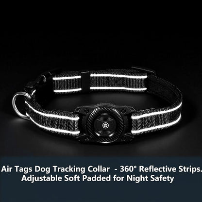 1Pc Air Tags Dog Collar Tracker, Waterproof Pet Collar Location Tracker with Air-Tag Chip for Apple Find My (iOS only) (Blue, M)
