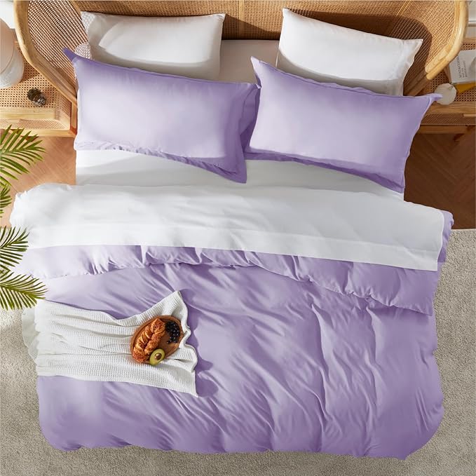 Nestl Twin Duvet Cover Set - Soft Double Brushed Lavender Duvet Cover Twin XL, 2 Piece, with Button Closure, 1 Duvet Cover 68x90 inches and 1 Pillow Sham