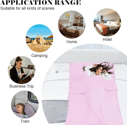 Sleeping Bag Liner,Travel Sheet & Adult Sleep Sack, Camping Sheets Travel Sleep Sack for Backpacking,Hotels & Hostels -Lightweight Single &Double Travel Sheet Camping Sheets