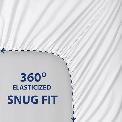 Cathay Home Essentials Ultra Soft Hypoallergenic Wrinkle Resistant Double Brushed Microfiber Bedding Sheet Set, White, Twin
