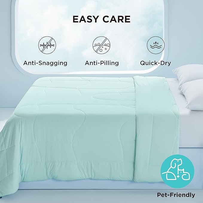 Bedsure California King Comforter Cooling Blankets for Hot Sleepers, Lightweight Comforter for Summer with Dual-Sided Cool Tech, Soft Breathable Cold Duvet for Sleeping, Green, 102x96 Inches