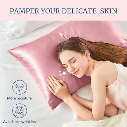 BEDELITE Satin Pillowcase for Hair and Skin, Super Soft and Cooling Similar to Silk Pillow Cases 2 Pack with Envelope Closure, Gift for Women Men(20"x40" King Size, Nostalgia)