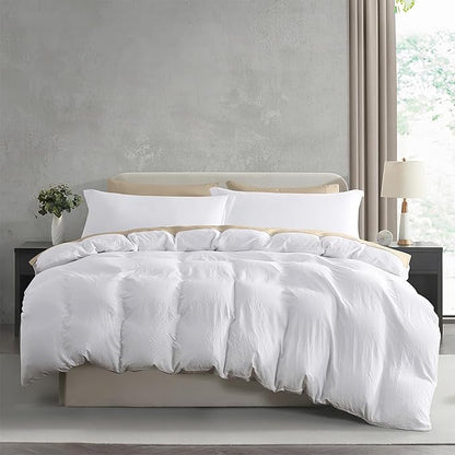 Nestl White California King Duvet Cover Sets - Soft Prewashed Cal King Duvet Cover, 3 Piece, with Zipper Closure, 1 Duvet Cover 104x98 inches and 2 Pillow Shams - No Comforter