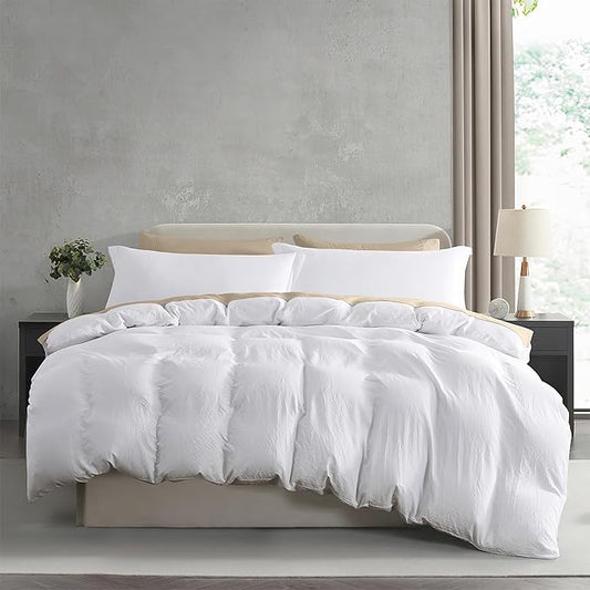 Nestl White Duvet Cover King Size - Soft Prewashed King Duvet Cover Set, 3 Piece, with Zipper Closure, 1 Duvet Cover 104x90 inches and 2 Pillow Shams - No Comforter