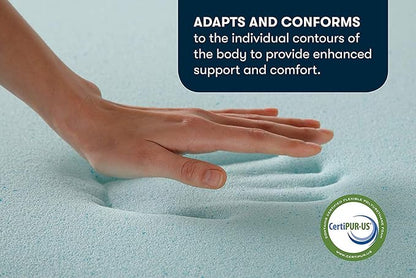 Serta ThermaGel Cooling, Pressure-Relieving Memory Foam Mattress Topper, 2 Inch, Queen,Blue