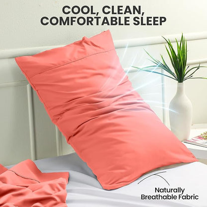 Utopia Bedding Queen Pillow Cases - 2 Pack - Envelope Closure - Soft Brushed Microfiber Fabric - Shrinkage and Fade Resistant Pillow Covers Queen Size 20 X 30 Inches (Queen, Coral)
