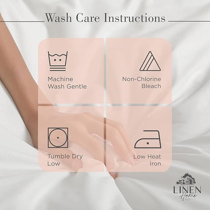 Linen Home 100% Cotton Percale Sheets Twin Size, Brushed Rose, Deep Pocket, 3 Pieces Set - 1 Flat, 1 Deep Pocket Fitted Sheet and 1 Pillowcase, Crisp Cool and Strong Bed Linen