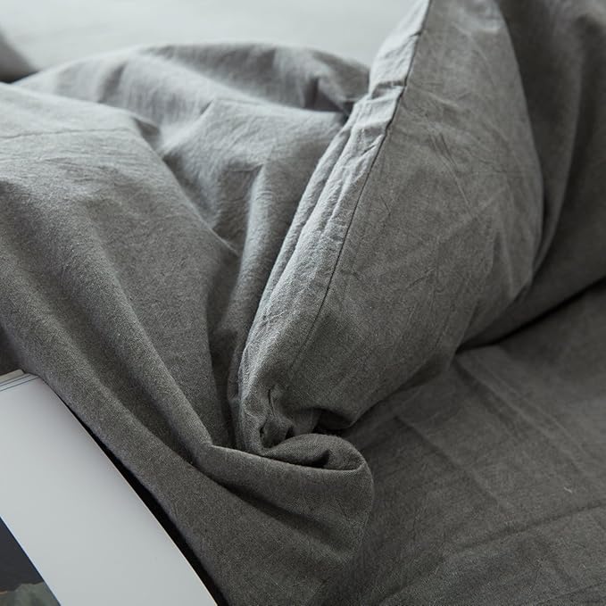 FACE TWO FACE Bedding Duvet Cover Set 3 Pieces 100% Cover Linen Like Textured Breathable Durable Soft Comfy