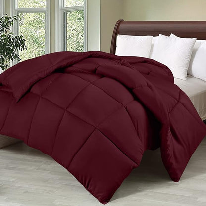 Utopia Bedding Comforter Duvet Insert, Quilted Comforter with Corner Tabs, Box Stitched Down Alternative Comforters Twin Size (Burgundy)