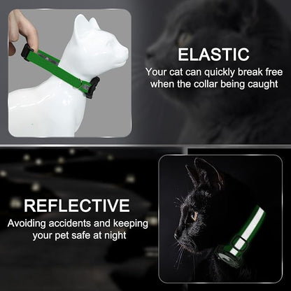 Reflective AirTag Cat Collar, Integrated Cat Collar with Air Tag Holder | Built in AirTag Holder, Adjustable 7-13in for Cats, Kittens and Puppies, Safety Elastic Band, Reflective for Night Walking