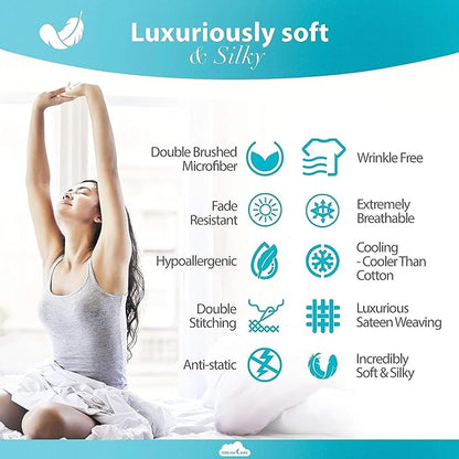 DREAMCARE Twin XL Sheet Sets – 3pcs Cooling Sheets – up to 21” Extra Deep Pocket Twin XL Sheets Set – Hotel Luxury Sheets & Pillowcases – Superior Softness 100% Fine Microfiber with Side Pocket –DGray