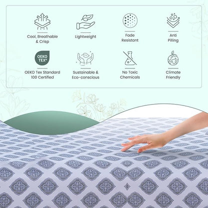Feather & Stitch Softest 100% Cotton Sheets, 300 Thread Count Percale Weave Bedding, 16" Deep Pocket, Cooling Sheets, Breathable Bed Set, Hotel Premium Quality (Twin, Diamond)