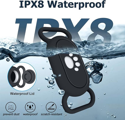 for Samsung Galaxy SmartTag2 Dog Collar Holder, 2 Pack Waterproof Anti-Lost Silicone Case for Galaxy Smart Tag 2 for Pet Dog Cat Collars (Black/Navy Blue)
