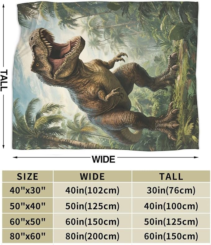Dinosaur Tyrannosaurus Rex Blanket Super Soft Warm Fluffy Fleece Flannel Throw Blanket Cozy Fuzzy Plush Stuff Bedding Blankets Gifts for Women Kids Boys Girls Adults 50"X40"