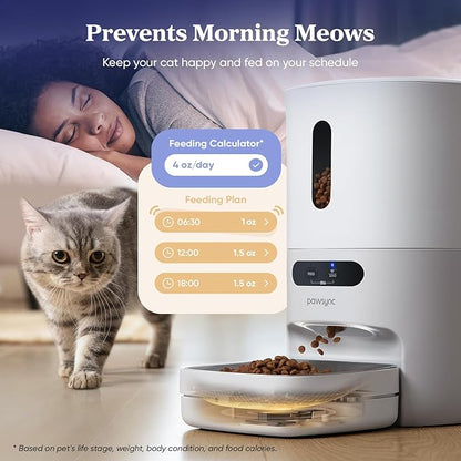 Automatic Cat Feeder, WiFi & Smart Scale, Remote Feeding | Tracks Pet's Food Intake, 3.6L Timed Food Dispenser, Up to 10 Meals Per Day, Dual Power Supply, Stainless Steel Bowl