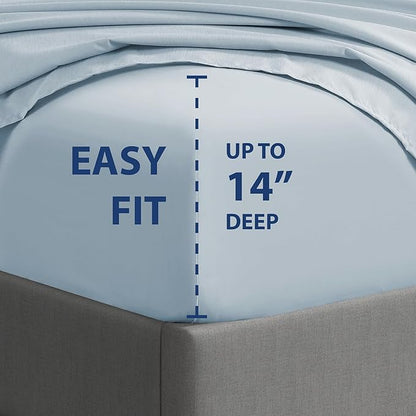 Cathay Home Essentials Ultra Soft Hypoallergenic Wrinkle Resistant Double Brushed Microfiber Bedding Sheet Set, Blue Fog, Twin