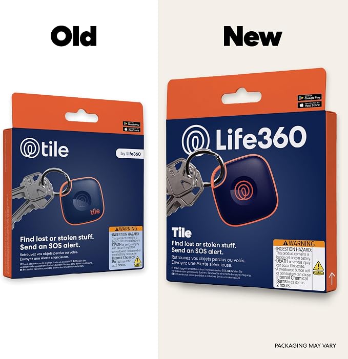 Life360 Tile - Bluetooth Tracker, Keys Finder and Item Locator for Keys, Bags and More. Phone Finder. Both iOS and Android Compatible. 1-Pack (Navy Blaze)